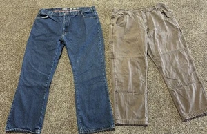Dickies & Polar King Flannel Lined Men Jeans Size 42 Blue Denim 42X30 Lot Of 2 - Picture 1 of 19