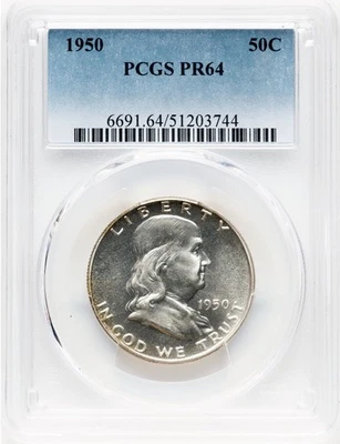 1950 Franklin Half Dollar - PCGS PR64 - PREMIUM QUALITY SEMI CAMEO - GREAT VALUE - Image 1 of 2
