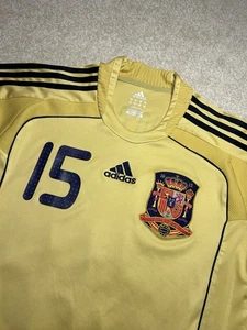 Spain 2008 Euros Away Sergio Ramos #15 Men’s Medium Gold Jersey EUC - Picture 1 of 11