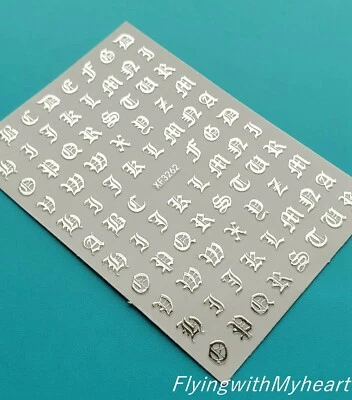 Calcomanías adhesivas para uñas romanas latinas arte letras inglesas antiguas 7 colores XF3262 Foto 1 de 4