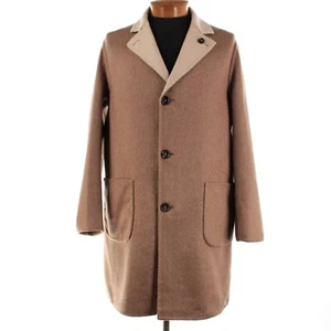 Kired Kiton NWT Parana Cashmere Reversible Jacket Size 52 (L US) In Brown/Beige - Picture 1 of 14