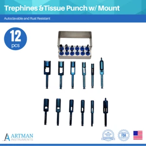 Dental Trephines and Tissue Punch 12 PCS With Mount for Dental Implants ARTMAN - Picture 1 of 5
