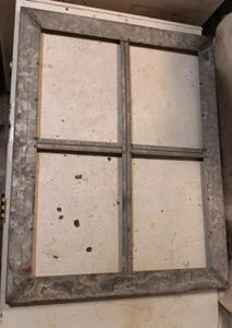 Vtg Very Rare Galvanized Metal 4 Pain Window Frame Farm Barn No Glass Home Decor - Picture 1 of 24