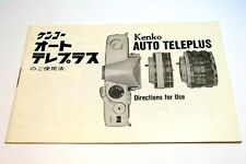 Kenko Auto Teleplus 2X 3X Lens Teleconverter Operating manual Guide M42 SR PK