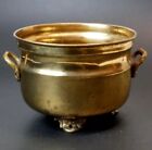 Vintage Brass Pot/Calldron On Feet With Handles - 5.5" diameter