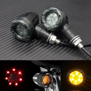 Black Motorcycle Plastic LED Amber Lamp Rear Turn Signal Brake lights Indicators - Picture 1 of 10