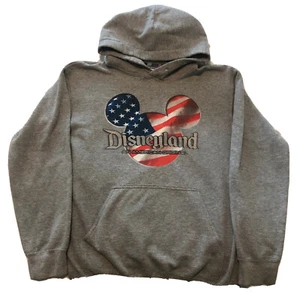 Sudadera con Capucha Gris Disneyland Disney Años 90 Bandera de EE. UU. Original Americana Pequeña - Imagen 1 de 4
