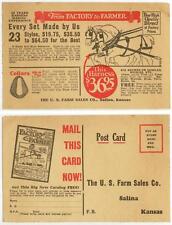 c1920s Salina Kansas U. S. Farm Sales Co horse harness and collars ad pc