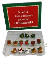 Set of 14 Folk Christmas Polystone Miniature Ornaments READ!!! 