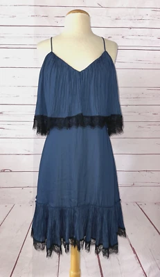 Vestido Corto HALSTON Heritage Noche Talla 8 Encaje Nuevo con Etiquetas $395 Azul Teal Fiesta Foto 1 de 4