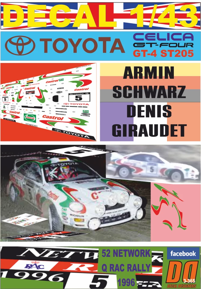 DECAL 1/43 TOYOTA CELICA ST205 ARMIN SCHWARZ RAC 1996 WINNER (08) - Image 1 of 1