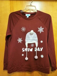 Cute Fun Snow Day Long Sleeve T Shirt Tees For Women, Sz S 60% OFF - Picture 1 of 5