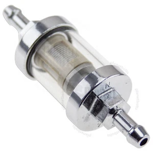 Glass Chrome Fuel Filter Universal 6mm 1/4 Inch Back Screen Re-Usable - Picture 1 of 3