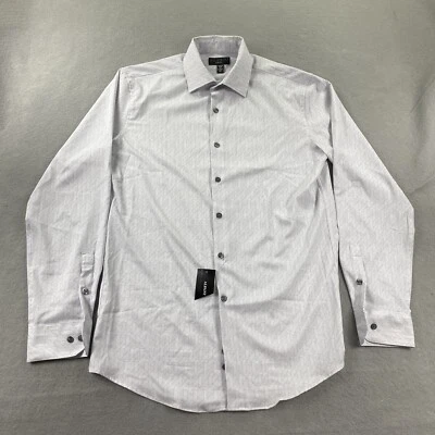 Рубашка мужская Alfani 15 - 15,5 серая рубашка на пуговицах тонкая геометрическая впитывающая - Изображение 1 из 4