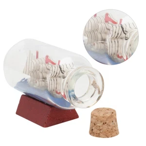2 Pcs Sailing Boat Drift Bottle Desktop Adornment Glass Craft Decor - Picture 1 of 12