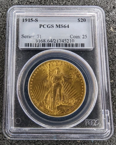 1915-S PCGS MS64 $20 St Gaudens Gold Double Eagle Cover