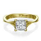 Solitaire 18K Yellow Gold Princess Cut Diamond Engagement Ring 0.50 Ct D/Vs2