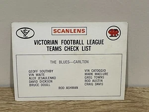 SCANLENS 1975 VFL FOOTY CARD CARLTON BLUES CHECKLIST UNMARKED #3. - Picture 1 of 2