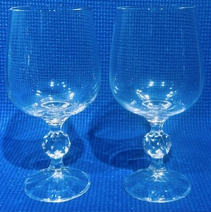 Set Of 2 ~ 6 1/2” Bohemia Crystal  Wine Goblet Glass Golf Ball Stem ~ EC - Picture 1 of 12