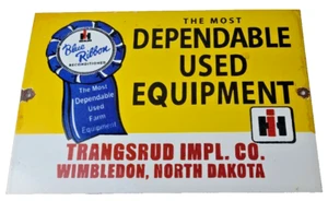 Letrero vintage de cosechadora internacional - Letrero de porcelana de gas de servicio de camiones tractores - Imagen 1 de 14