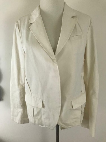 OFF WHITE Uniqlo + J OFF WHITE COTTON BUTTON DOWN JACKET WITH 2 FRONT POCKETS SIZE LARGE