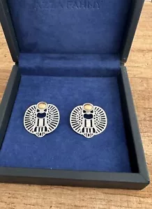 RARE Large Azza Fahmy Egyptian Sterling Silver & Gold Winged Scarab Earrings - Picture 1 of 6