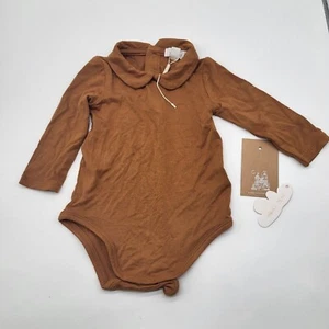 ANGEL DEAR Baby 3-6M Peter Pan Collar One Piece Long Sleeve Bodysuit NWT - Bild 1 von 5