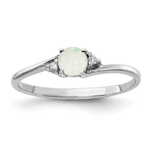 14k White Gold Opal and Diamond Engagement Ring for Women Size 6 - Picture 1 of 3