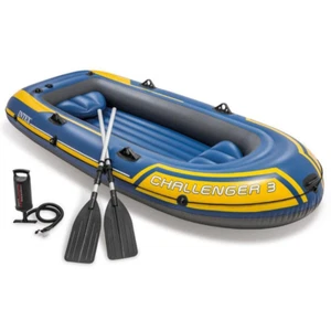 Intex Inflatable Boat Kayak Challenger 3 Person W/ Oars Pump Sports River Lake - Picture 1 of 8