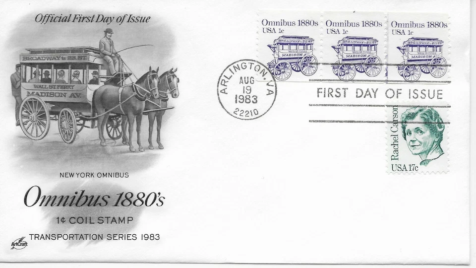 US Scott #1897, First Day Cover 8/19/83 Arlington Plate #1 Coil Omnibus - Image 1 of 1