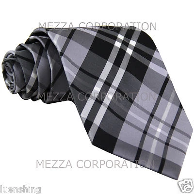 New Men's Vesuvio Napoli plaid checkered Neck Tie Necktie Party Prom formal Gray - Image 1 of 2