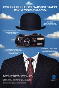 1990 Minolta Freedom Zoom 105i: Mind Of Its Own Vintage Print Ad - Picture 1 of 1