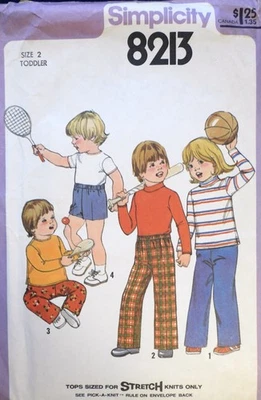 Vtg 1970s Simplicity 8213 Shirt Top Pants Shorts SEWING PATTERN Toddler 2 UnCut - Image 1 of 4