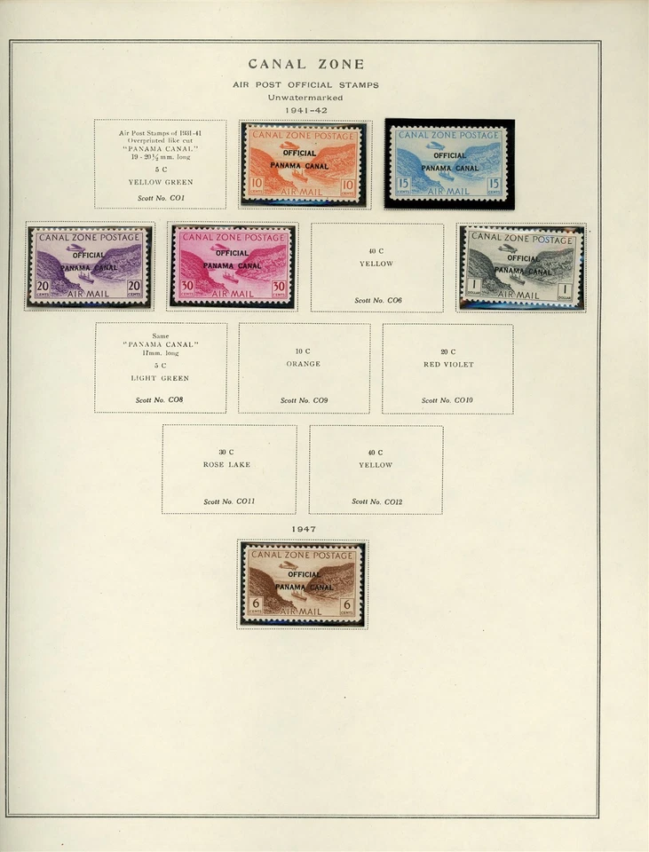 U.S. POSSESSIONS - CANAL ZONE Scott Specialty Page Lot #62 - SEE SCAN - $$$ - Image 1 of 1