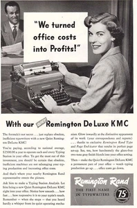 1948 Remington Rand De Luxe KMC: Office Costs Into Profits Vintage Print Ad - Picture 1 of 1