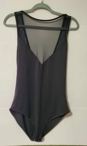 Kendall + Kylie Mesh Cutout Sleeveless Bodysuit Black Sz Medium NWT - Picture 1 of 4