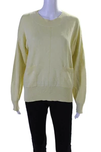 Repeat Women's Round Neck Long Sleeves Pockets Pullover Sweater Yellow Size S - Picture 1 of 6