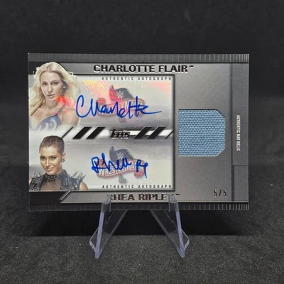 2021 Topps Undisputed WWE CHARLOTTE FLAIR / RHEA RIPLEY Mat Relic Auto 5/5 #MA-F - Image 1 of 2