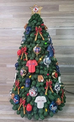Danbury Como Nuevo MLB Béisbol Boston Medias Rojas Serie Mundial Árbol de Navidad Funciona LEER Foto 1 de 4
