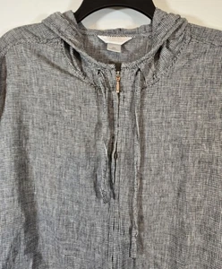 CJ Banks Womens Linen Blend Lightweight Full Zip Hooded Jacket Size 2X - Picture 1 of 14