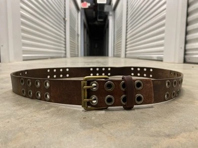 Ремень кожаный коричневый American Eagle Outfitters AEO с пряжкой с двойным зубцом - Изображение 1 из 4