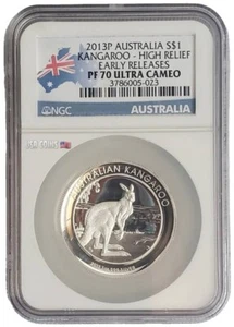 2013 1 Oz Silver $1 Australia KANGAROO NGC PF70UCAM ER High Relief Coin. - Picture 1 of 2