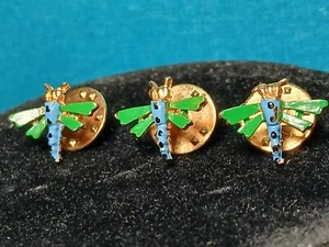 Vintage Dragonfly Enamel Pin Pinback Gold Tone Lot of 3 Small Metal Rare HTF  - Picture 1 of 23