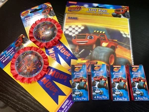 BLAZE AND THE MONSTER MACHINES 8 Loot Bags + Award Ribbon + Crayons - Party Ware - Picture 1 of 6
