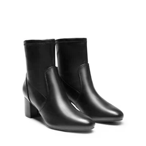 Women's Ankle Boots Low Chunky Heel Almond Toe Fall Heeled Booties US - Picture 1 of 13