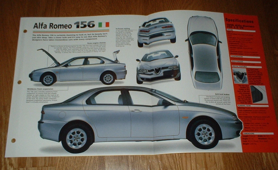 1998 ALFA ROMEO 156 2.5 V6 ORIGINAL IMP BROCHURE SPECS INFO 97 98★★ - Image 1 of 1