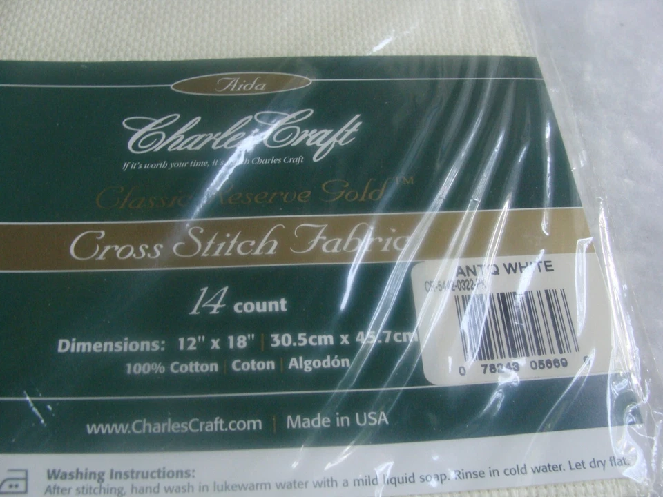 "Nueva tela de punto de cruz de algodón Charles Craft Aida 14 unidades de colección antiq con peso 12x 18""" Foto 1 de 3