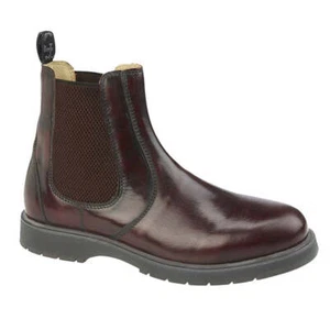 Unisex GRAFTERS Burgundy Hi-Shine Leather Gusset Chelsea Boot PVC Nitrile Sole - Picture 1 of 1