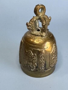 Antique Chinese Brass Guardian Bell Taotie Mask Qing/Republic Era Decorative - Picture 1 of 7