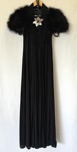 Coast UK Designer Dress Size 10, Black Halter, Faux Fur Shrug & Sequin Headband - Picture 1 of 16